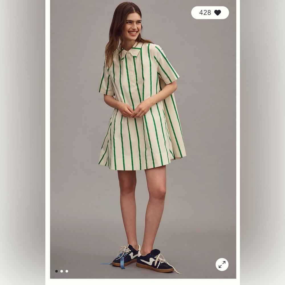 NWT English Factory Short-Sleeve Swing Mini Shirt Dress